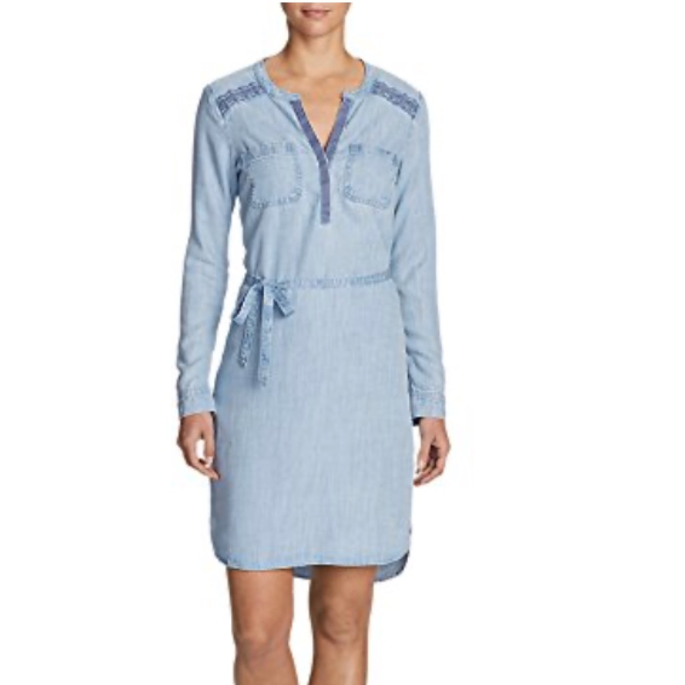 Eddie Bauer Women's Tranquil Indigo Embroidered Dress